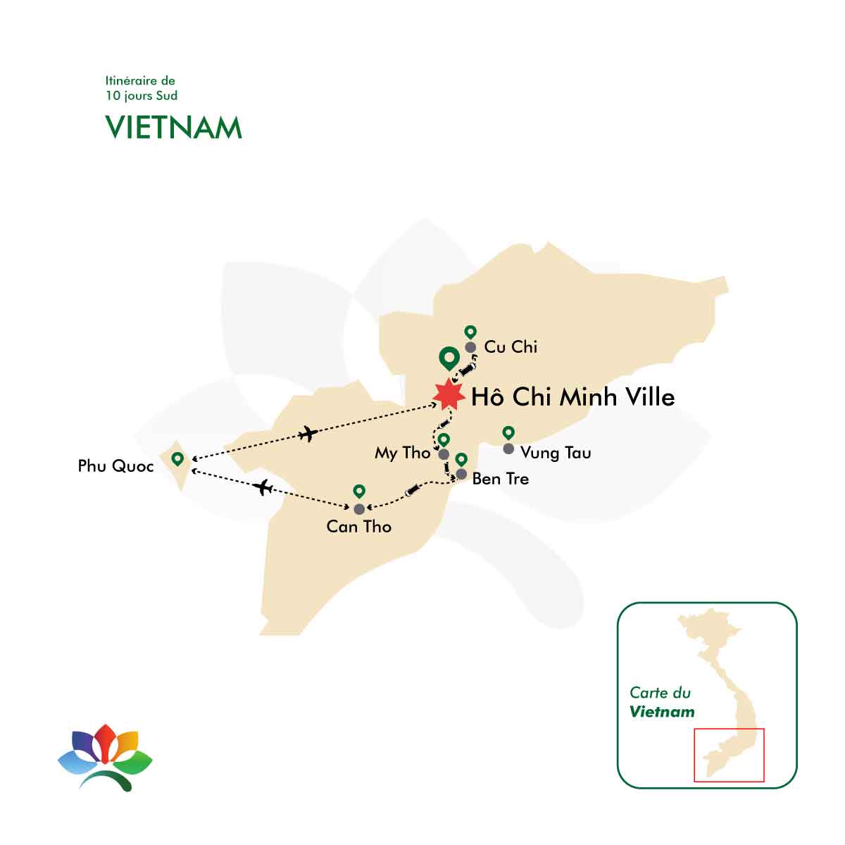 Carte-Vietnam-Sud-vietnam-10-jours-FR