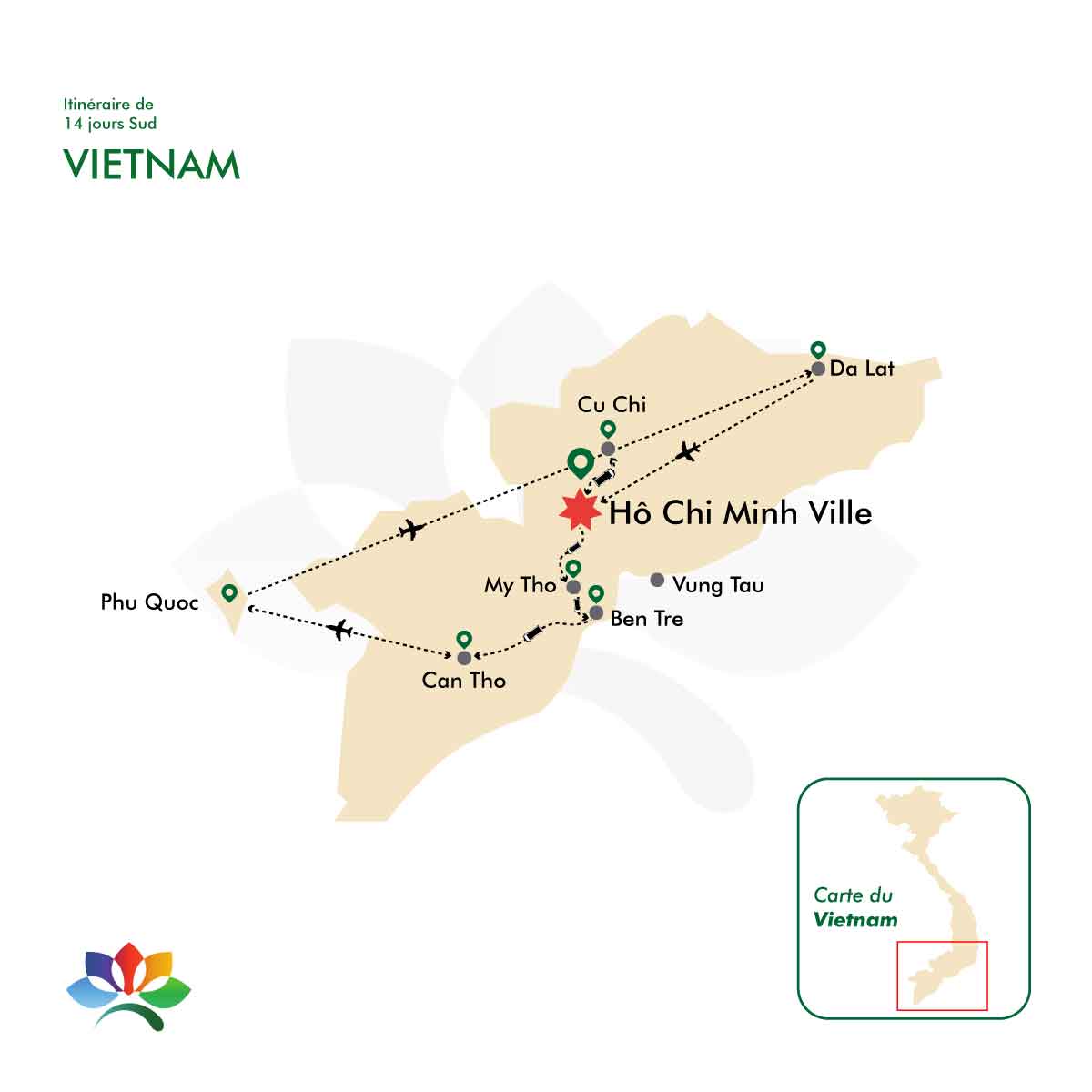 Carte-Vietnam-Sud-vietnam-14-jours-FR