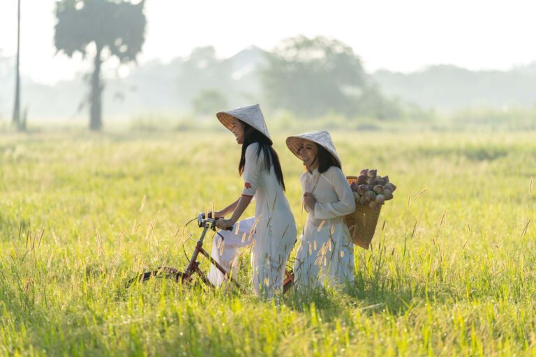 femems au vietnam-ao-dai dans les rizieres